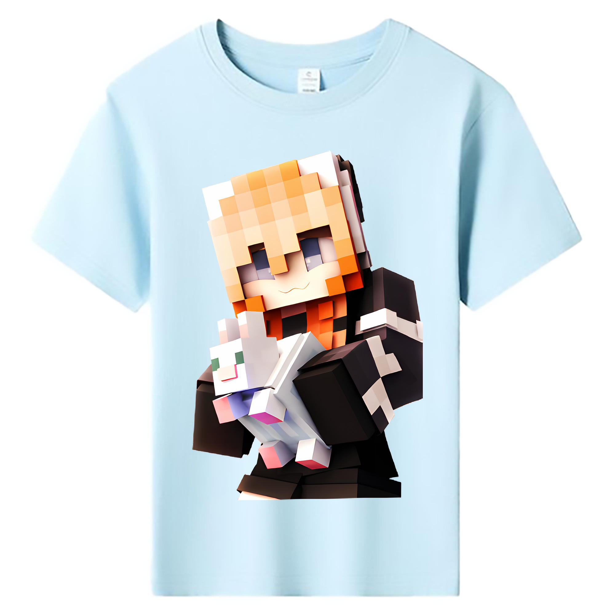 （画像用） マインクラフト ブロックの世界 Minecraft MC Block world 綿100％キッズTシャツ（フロントプリント）